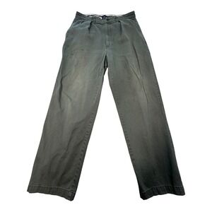 Polo Chino Ralph Lauren Olive Green Pleated Pants Cotton Casual Trousers